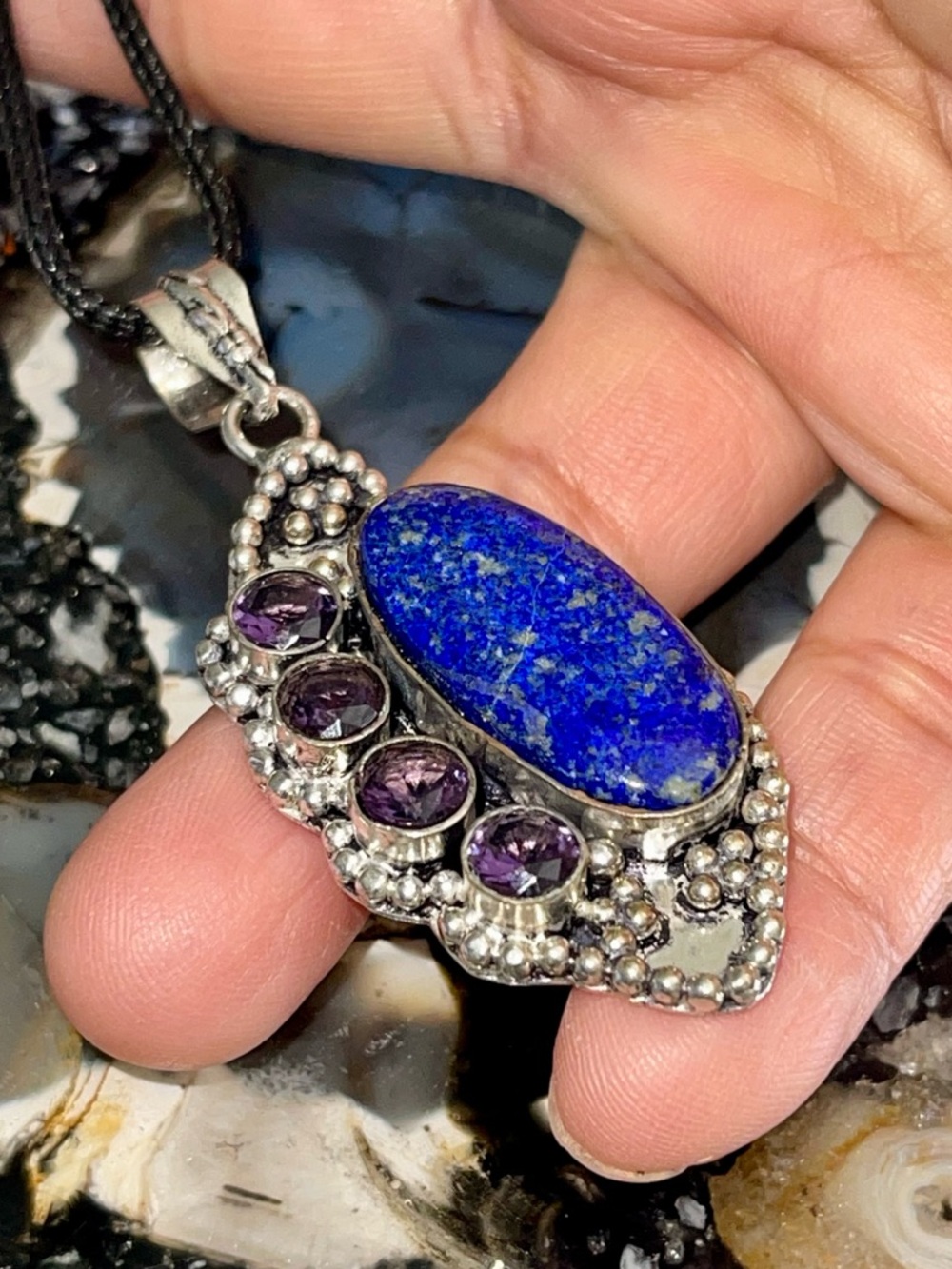 Lapiz Lazuli “The Protection Stone” Pendant 2 1/4” - Picture 3 of 14